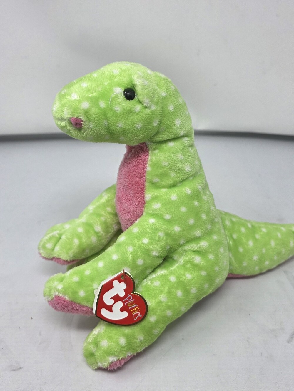 Ty Pluffies Long Neck STOMPS Dinosaur Plush Bean Bag Toy 2005 Vintage